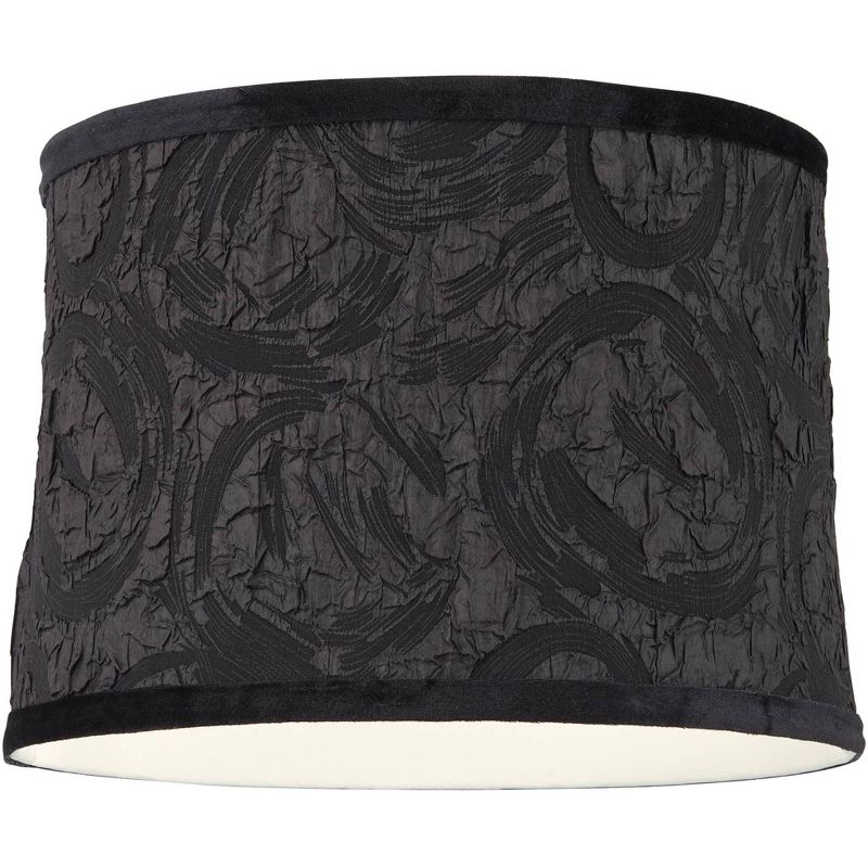 Springcrest Drum Lamp Shade Sumas Black Medium 13" Top x 14" Bottom x 9.5" High Spider with Replacement Harp and Finial Fitting, 4 of 10