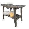 CoastalVogue® Harmony® 24" Teak Wood Shower Bench with Shelf and LiftAide® Arms in Antique Gray Finish - 4 of 4