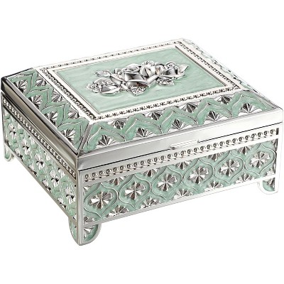 Vintage Metal Jewelry Box Floral Gorgeous Jewelry Trinket Box for Ring Earrings Necklace