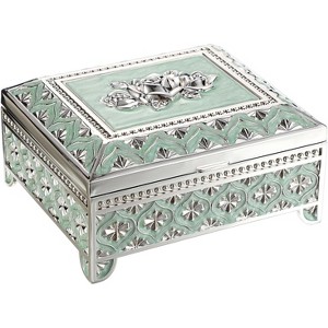 Vintage Metal Jewelry Box Floral Gorgeous Jewelry Trinket Box for Ring Earrings Necklace - 1 of 4