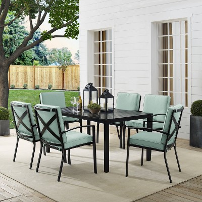 Mist and Bronze 7-Piece Outdoor Dining Set with Cushions