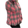 Women's Plaid Long Sleeve Hooded Top - honeyme - 2 of 3