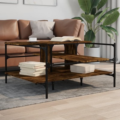 vidaXL Coffee Table Smoked Oak 39.4 in.x39.4 in.x19.1 in. EngineeredWood
