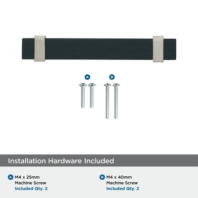 Brushed Matte Black and Satin Nickel Cabinet Bar Pull