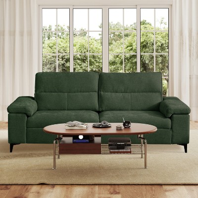 Chenille Sofa with Adjustable Armrests and Extra Thick Cushions
