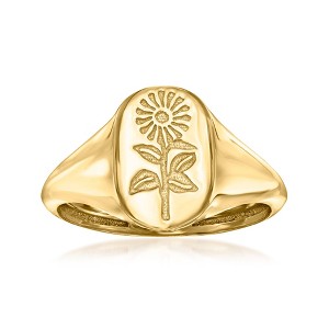 Ross-Simons Italian 14kt Yellow Gold Sunflower Signet Ring - 1 of 4