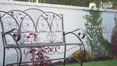 Elegant Alpine 45'' Brown Metal Garden Bench with Backrest
