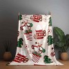 1pc Room Decoration Blanket Gingerbread Man, Christmas Tree, Red And White Striped Pattern Flannel Blanket, Holiday Gift. - 4 of 4