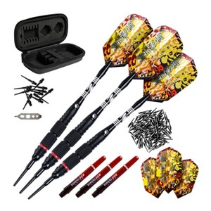 Viper Jaguar 80% Tungsten Soft Tip Darts 2 Knurled Rings 18 Grams, Black and Red Accessory Set with Case - 1 of 4