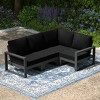 WestinTrends Montara Outdoor 4-Piece HDPE L-Shaped Modular Patio Sofa Furniture Set - 2 of 4