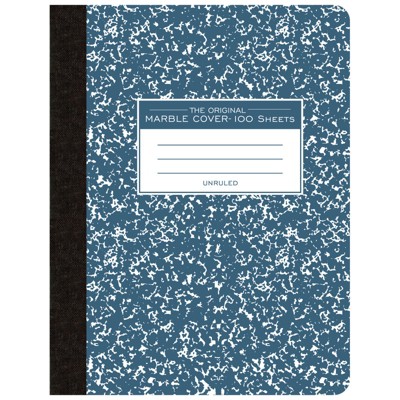 Roaring Spring Paper Products Composition Book, Unruled, 100 Sheets, 9.75" x 7.5", Blue Marble (Pack of 6)