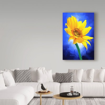 Vibrant Yellow Sunflower on Blue Canvas Print, 22'' x 32''