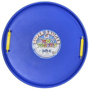 Toynk Super Saucer 28-Inch Round Snow Sled with Handles | Blue | Manufactured here in the USA - 1 of 3