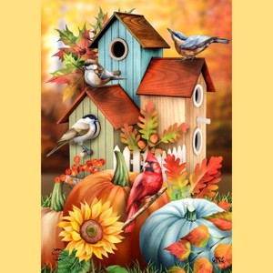 Briarwood Lane Fall House Flag 40x28 For Outdoor Fall Floral Birdhouses For Fall House Flag - 1 of 4
