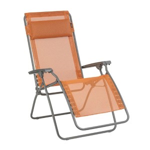 Lafuma R Clip Compact Foldable Portable Zero Gravity Relaxation Garden Patio Beach Chair Recliner with Removable Adjustable Headrest, Clementine - 1 of 4
