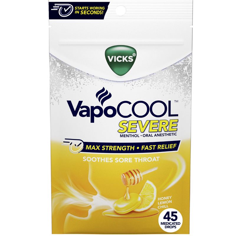 Vicks VapoCOOL Severe Cough Drops - Honey Lemon Chill - 45ct, 1 of 19