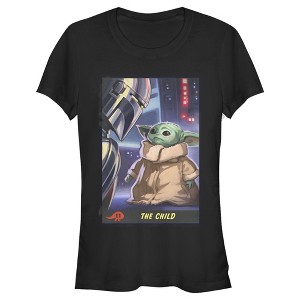 Juniors Womens Star Wars The Mandalorian The Child Trading Card T-Shirt - 1 of 3