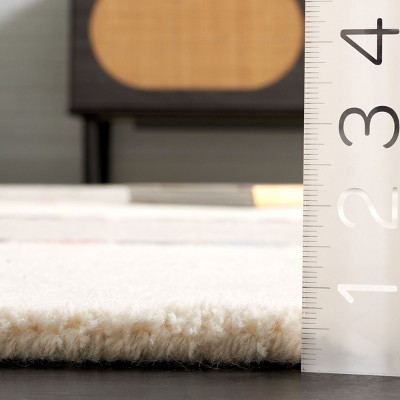 Ivory and Beige Handmade Tufted Wool 4' x 6' Rug