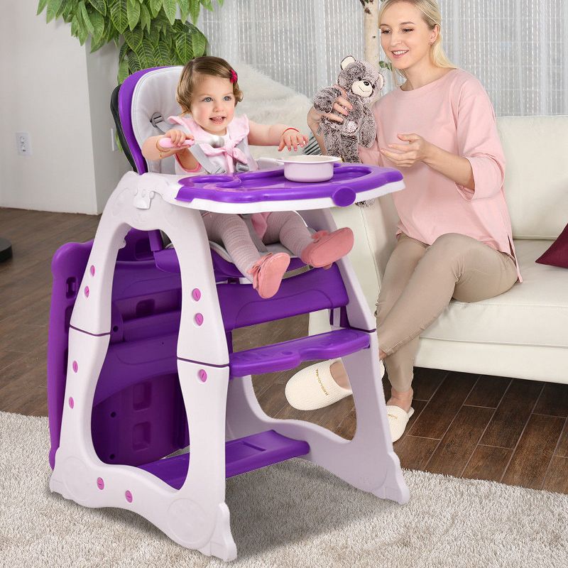 Costway Baby High Chair 3 in 1 Infant Table and Chair Set Convertible Play Table Seat Booster Toddler Feeding Tray, 3 of 10