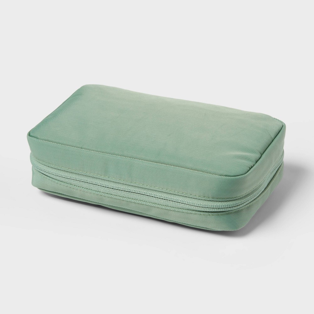 Foldable Tech Accessory Organizer Green - Brightroom™: Fabric Storage Bag for Computer Accessories, 8.3" x 5.1" x 2.56"