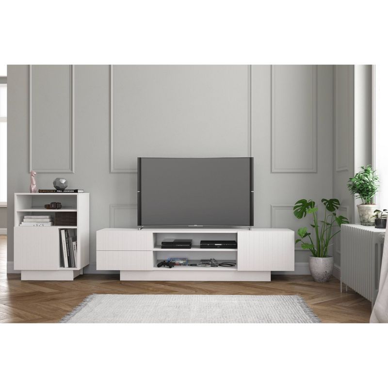 Marble TV Stand for TVs up to 72&#34; White - Nexera, 5 of 6