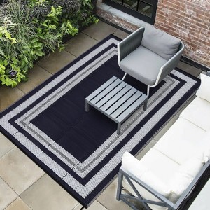 Washable Camping Rug for Patio Easy-Clean Stain-Resistant Plastic Carpet - 1 of 4