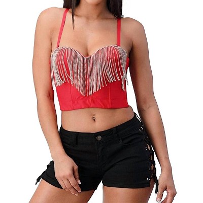 Women's Rhinestone Fringe Top - Lydia