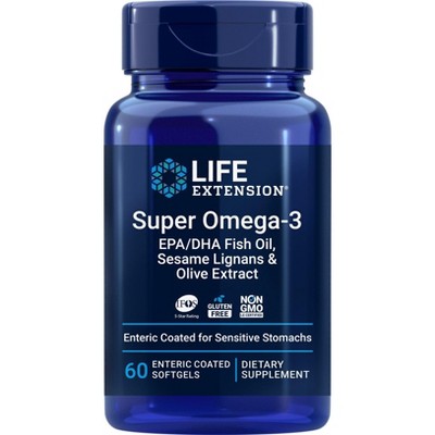 Super Omega-3 EPA/DHA Fish Oil, Sesame Lignans & Olive Extract by Life Extension  -  60 Softgel