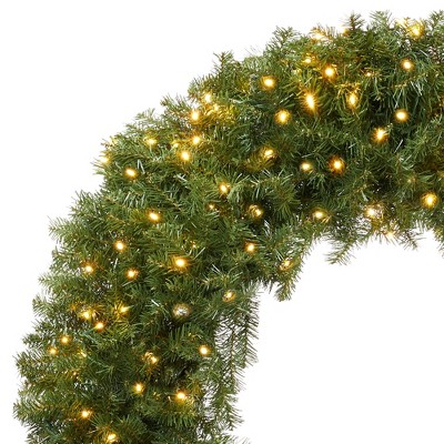 48-Inch Green Pine Pre-Lit Artificial Christmas Wreath with LED Lights