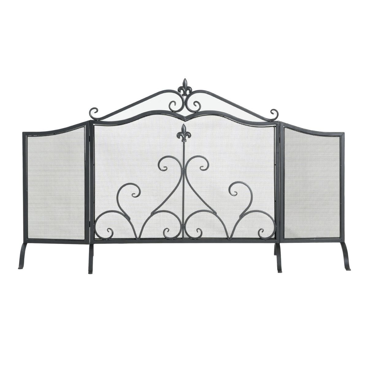 Christopher Knight Home Aomi Mid-Century Modern Iron 3-Panel Fireplace Screen - thumbnail 2