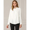 INSPIRE CHIC Women's Mandarin Collar Office Long Sleeve Button Down Shirt - 3 of 4