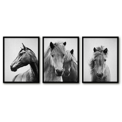 Trends International Horses Framed Wall Poster Prints Mahogany Framed