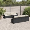 vidaXL 9 Piece Patio Sofa Set with Cushions Black and Cream Poly Rattan - 2 of 4