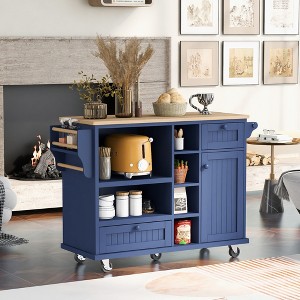 Kitchen Island Cart with Storage Cabinet and Two Locking Wheels - 1 of 4
