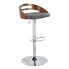 Set of 2 Cassis Upholstered Barstool Gray/Walnut - LumiSource: Kitchen Counter Stools, Swivel, Adjustable Height - 2 of 4