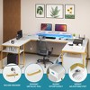 U Shaped Desk With Power Outlets & LED Lights Desk With Drawers Corner Computer Desk Office Desk With Monitor Stand & Storage Shelves White - 4 of 4