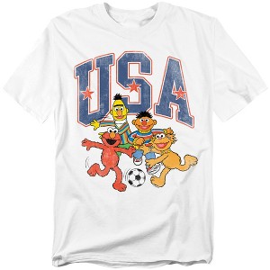 Men's Sesame Street USA Elmo, Zoe, Bert And Ernie Soccer Team T