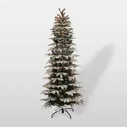 6.5ft Pre-Lit Flocked Alaskan Fir Artificial Christmas Tree - Puleo