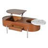 47.2''Lift Top Coffee Table with 360-degree Marble-patterned rotating tray,Hidden Compartment, Partially Assembled Wooden Center Table - 3 of 4