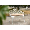 MOEPISY Tulip Patio Garden Bench Metal Park Bench Cast Aluminum Outdoor Furniture With Floral Rose - 4 of 4