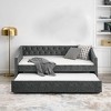 Upholstered Daybed with Trundle, Platform Bed Frame, Linen Storage Sofa Bed Frame for Living Room or Bedroom, Wood Slat Support - 2 of 4