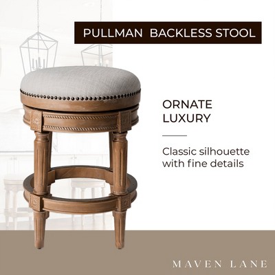 Weathered Oak 26" Backless Swivel Counter Stools with White Upholstered Seats, Set of 4