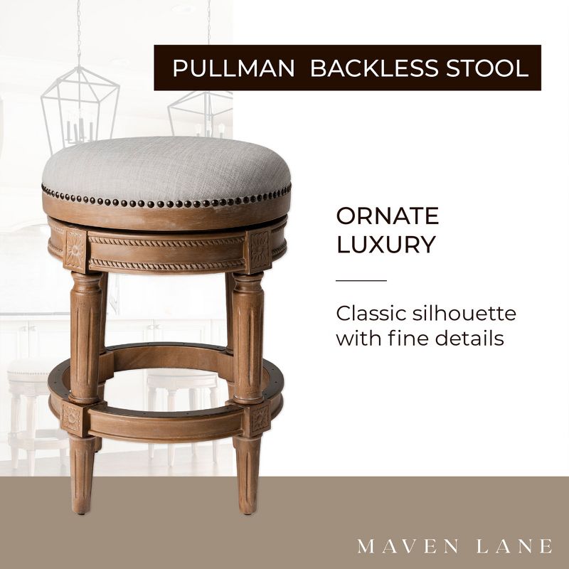 Maven Lane Pullman Backless Upholstered Kitchen Stool with Fabric Cushion Seat, Set of 4, 3 of 7
