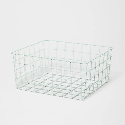 13" Rectangular Wire Decorative Basket Green - Brightroom™