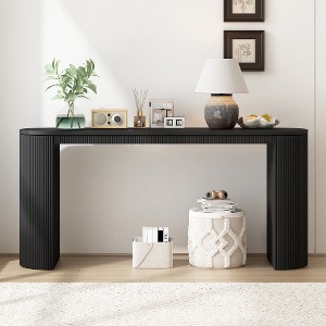ACEPANO 59.2 in. W Curved Vertical Stripe Console Table for Living Room, Study & Entrance-Black - 1 of 4