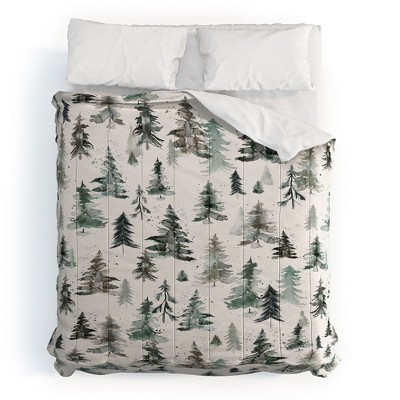 Ninola Design Winter Snow Trees Forest Neutral Comforter + Pillow Sham(s) - Deny Designs
