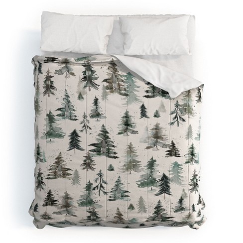 Ninola Design Winter Snow Trees Forest Neutral Comforter + Pillow Sham(s) - Deny Designs - image 1 of 3