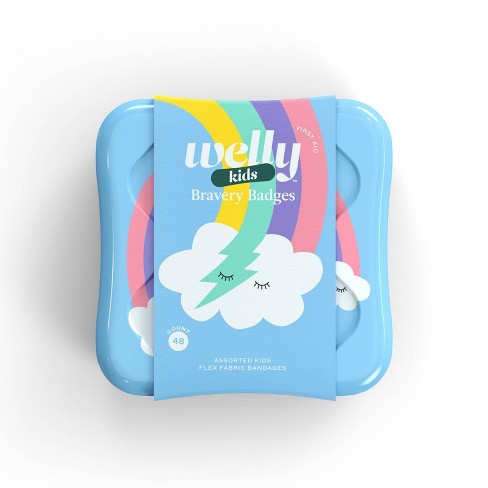 Welly Kids Bravery Badges Assorted Rainbow Flex Fabric Bandages 48ct Target