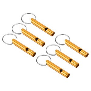 Unique Bargains Aluminum Alloy Camping Hunting Outdoor Survival Signal Whistles with Keychains 6 Pcs - 1 of 4