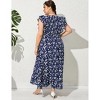 Womens Plus Size Casual Sleeveless Maxi Dress Ruffle Sleeve A Line Swing Summer Maxi Dress with Pockets - 2 of 4